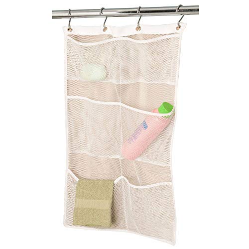 Product Cover NANAN Mesh Shower Caddy,Quick Dry Hanging Bath Organizer with 6 Pockets, Hang on Shower Curtain Rod/Liner Hooks, Shower Organizer,Mesh Shower Organizer,White, 23.5inch x14inch(60cm x35cm)