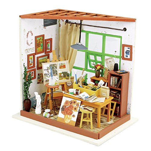 Product Cover ROBOTIME Dollhouse DIY Kit Miniature Studio with Light DIY House Toy Gifts for Adults and Teens