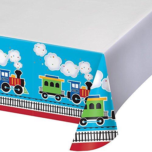 Product Cover Creative Converting Border Print Plastic Tablecover, All Aboard - 324350