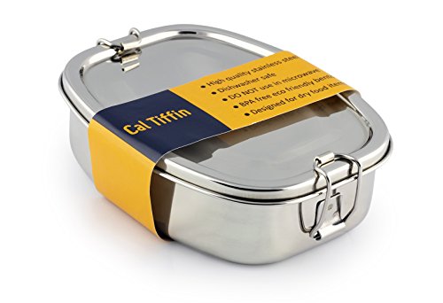 Product Cover Cal Tiffin Stainless Steel OVAL Bento Lunch box 25 oz, 2-compartment - Eco friendly, Dishwasher Safe, BPA free, Plastic free; Made in India