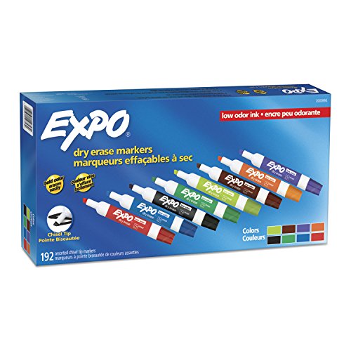Product Cover EXPO Low Odor Dry Erase Markers, Chisel Tip, Assorted Colors, 192 Count