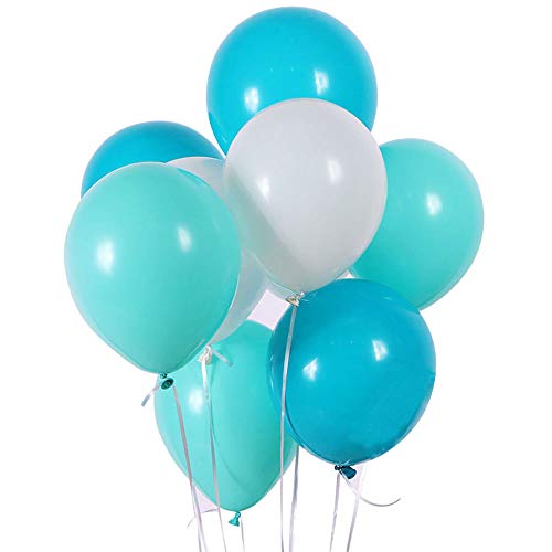 Product Cover 10 Inch White Lake Blue Turquoise Latex Balloons 100 Count for Frozen Party Baby Shower Decoration