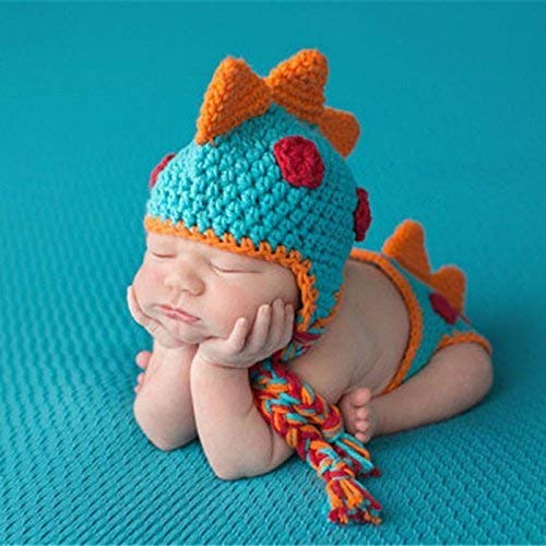Product Cover A-cool Crocheted Baby Boy Dinosaur Outfit Newborn Photography Props Handmade Knitted Photo Prop Infant accessories (1-12 Months)