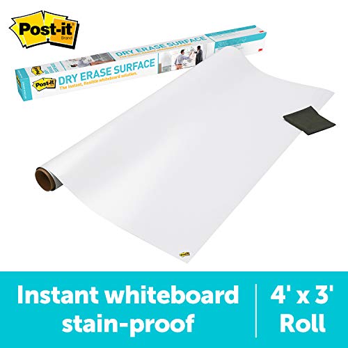 Product Cover Post - it Whiteboard Film (4ftx3ft) - Easy to Install and Stain Proof Dry Erase Film by 3M