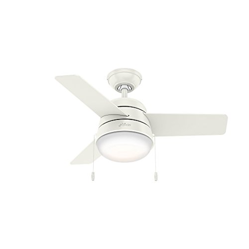 Product Cover Hunter Indoor Ceiling Fan with LED Light and pull chain control - Aker 36 inch, White, 59301