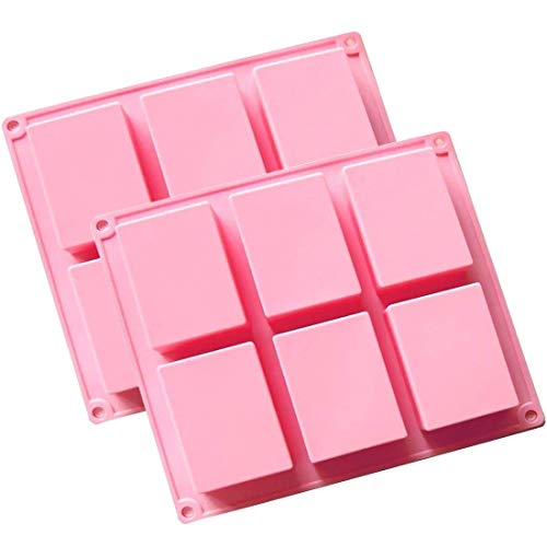 Product Cover (Pack of 2) 6 Cavities Plain Basic Rectangle Silicone Mold for Homemade Craft Soap Mold, Cake Mold, Biscuit Chocolate Mold, Ice Cube Tray