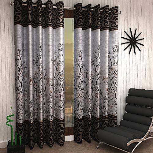 Product Cover Home Sizzler 2 Piece Eyelet Polyester Door Curtain - 7ft, Brown