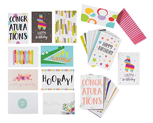 Product Cover 48 Pack Assorted All Occasion Greeting Cards, Blank Note Card, Includes Happy Birthday, Congratulations, Thank You Cards Assortment Designs, Bulk Box Set Variety Pack, Envelopes Included, 4 x 6 Inches