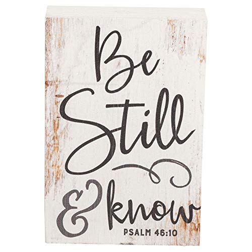 Product Cover P. Graham Dunn Be Still and Know That I Am God White 5 x 3.5 Inch Solid Pine Wood Barnhouse Block Sign