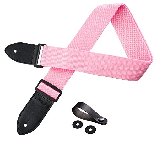Product Cover TimbreGear Pink Kids Guitar Strap with FREE STRAP BUTTON AND (2) STRAP LOCKS, AMAZING GIFT & VALUE