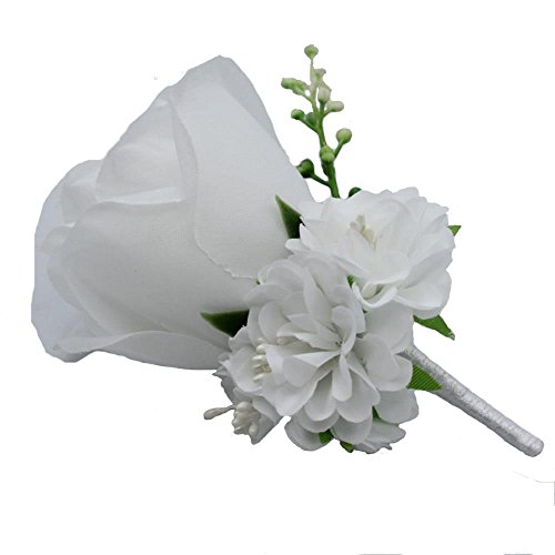 Product Cover WeddingBobDIY Boutonniere Buttonholes Groom Groomsman Best Man Rose Wedding Flowers Accessories Prom Suit Decoration White
