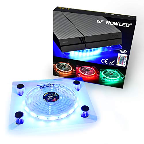 Product Cover WF USB RGB LED Cooler Cooling Fan Stand, Wireless Remote Controller, Multi-Color LED Light Accessories for PS4 Playstation 4 Pro, PS4 Slim, Xbox One X, Notebook, Laptop, Gaming Consoles
