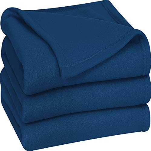 Product Cover Utopia Bedding Fleece Blanket King Size Navy Soft Warm Bed Blanket Plush Blanket Microfiber