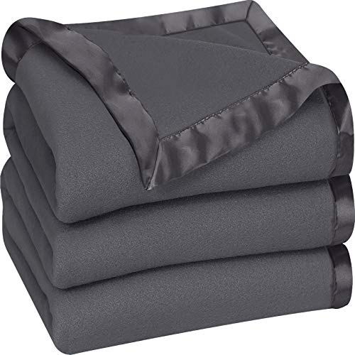 Product Cover Utopia Bedding Fleece Blanket King Size Grey Soft Cozy Sateen Bed Blanket Microfiber