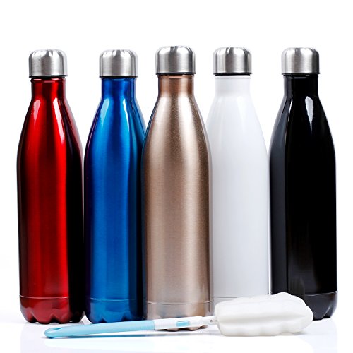 Product Cover Sfee 25oz Vacuum Insulation Water Bottle - Double Wall, BPA-Free, Stainless Steel, Leak Proof-Large Cola Sports Travel Bottles Cup Perfect for Men, Outdoor, Fitness, Camping + Cleaning Brush (Red)