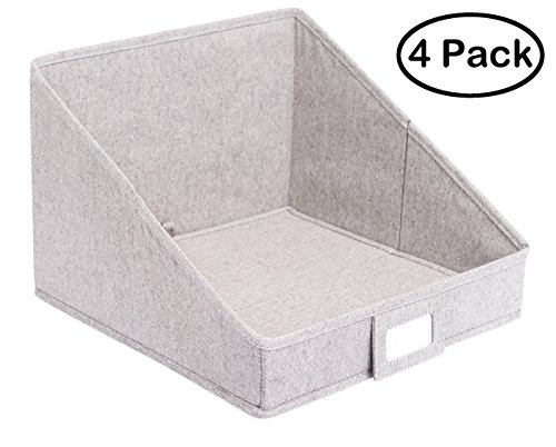 Product Cover Internet's Best Open Cloth Storage Bin - Closet Shelf Storage Box - Organize Sheets Blankets Towels Sweaters Scarfs - Grey (4 Pack)