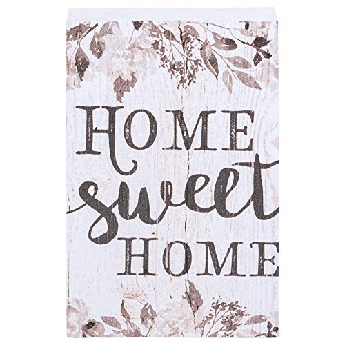 Product Cover P. Graham Dunn Home Sweet Home Grey Floral White 5 x 3.5 Inch Solid Pine Wood Barnhouse Block Sign
