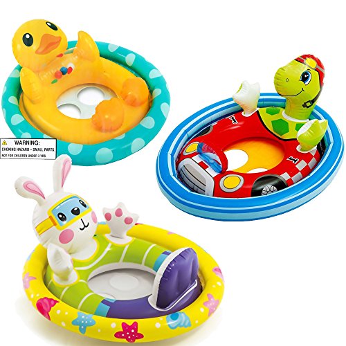 Product Cover Intex See Me Sit Pool Rider Floats Ring Tube, Duck, Bunny & Racing Turtle - 3 Pack