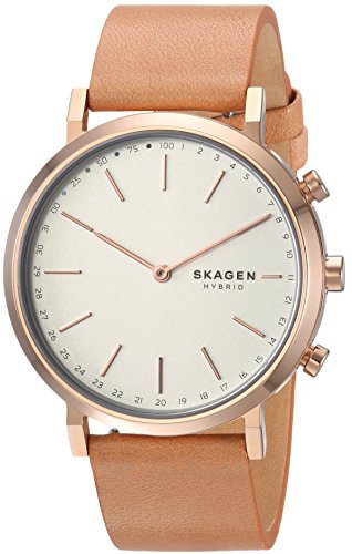 Product Cover Skagen Women's Hald Stainless Steel and Leather Hybrid Smartwatch, Color: Rose Gold-Tone, Tan SKT1204