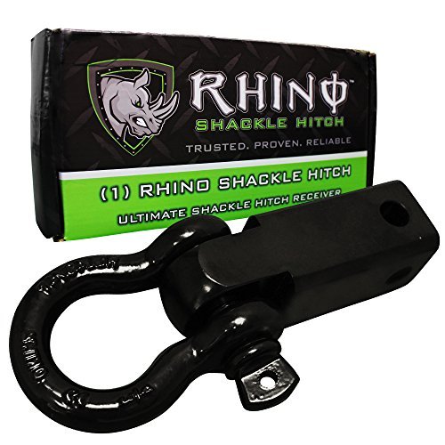 Product Cover RHINO USA Shackle Hitch Receiver, Best Towing Accessories for Trucks & Jeeps, Connect Your Rhino Tow Strap for Vehicle Recovery to This 31,418 lbs Capacity Reciever, Mounts to 2