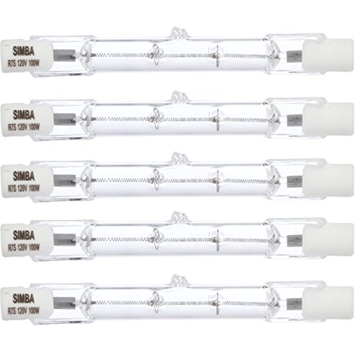 Product Cover Simba Lighting Halogen R7S 78mm T3 100W Dimmable 800lm (5 Pack) J Type Linear Double Ended Floodlight Bulb 360º Beam Angle 120V for Work, Security, Landscape Lights, Floor Lamps, Warm White 2700K