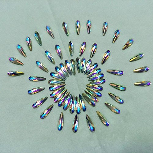 Product Cover Queenme 50pcs Sparkly Drop Nail Rhinestones For Nails Charms AB Flatback Crystals Glass Diamonds Stones Jewelry Glitter Gems 3D Nail Decorations Accessories Faceted For Nails Arts Crafts Cellphones