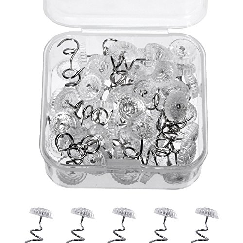 Product Cover Sumind Clear Twist Pins Heads Twisty Pin with Plastic Contain Box for Upholstery, Slipcovers and Bedskirts, 50 Pieces