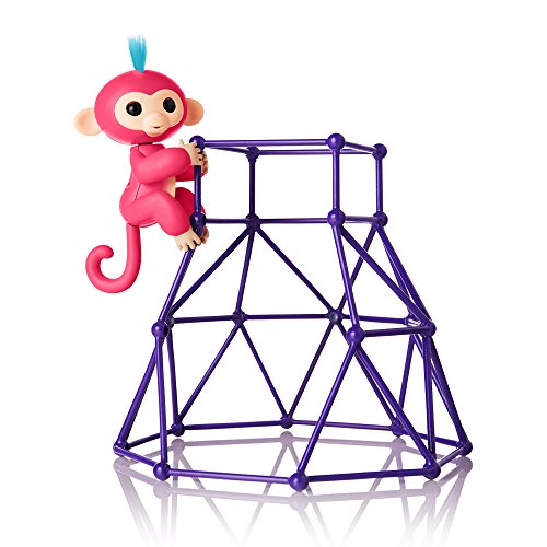 Product Cover Fingerlings - Jungle Gym Playset + Interactive Baby Monkey Aimee (Coral Pink with Blue Hair)
