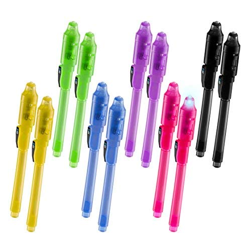 Product Cover Sypen Invisible Disappearing Ink Pen Marker Secret spy Message Writer with uv Light Fun Activity for Kids Party Favors Ideas Gifts and Stock Stuffers, (12 Pack)