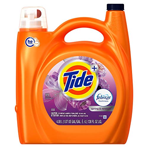 Product Cover Tide Plus 3700087562 Febreze Freshness Spring And Renewal Scent HE Turbo Clean Liquid Laundry Detergent, 89 Loads 138 oz