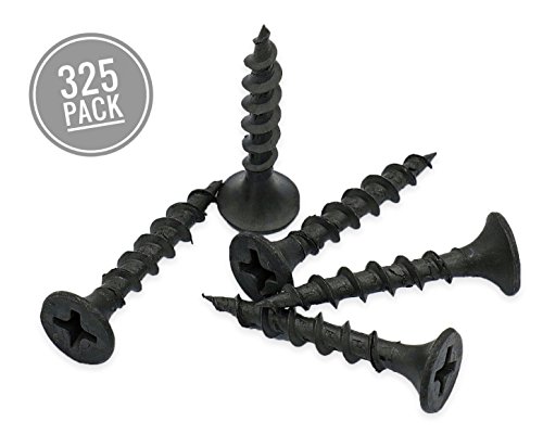 Product Cover Qualihome #6 Coarse Thread Sharp Point Drywall Screw with Phillips Drive #2 Bugle Head, 1 Lb/Pound, Black, Ideal Screw for Drywall Sheetrock, Wood and More, 1 Inch, 325 Pack