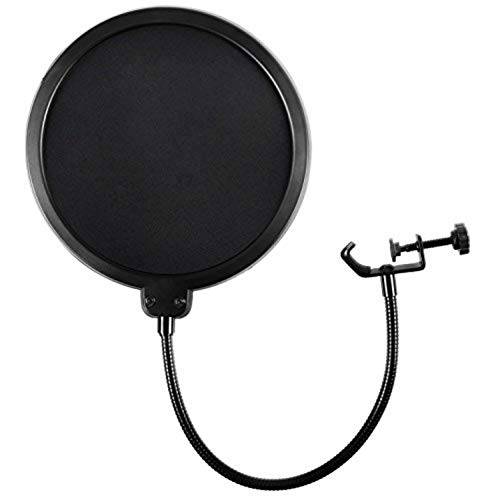 Product Cover Microphone Pop Filter For Blue Yeti and Any Other Microphone Dual Layered Wind Pop Screen With Flexible 360° Gooseneck Clip Stabilizing Arm By Earamble