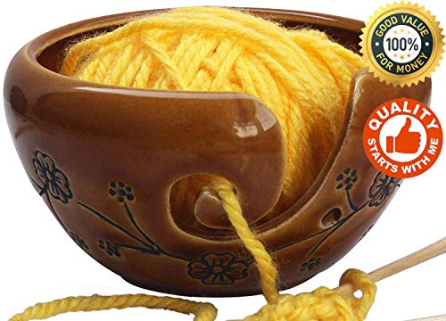Product Cover ABHANDICRAFTS Today's Deals - Ceramic Brown Yarn Bowl for Knitting, Crochet for Moms - Beautiful Gifts on All Occasions for Moms and Grandmothers 6X4 Inches