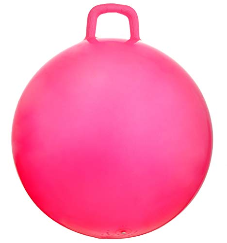 Product Cover AppleRound Space Hopper Ball with Air Pump: 18in/45cm Diameter for Ages 3-6, Hop Ball, Kangaroo Bouncer, Hoppity Hop, Jumping Ball, Sit & Bounce (Plain Pink)