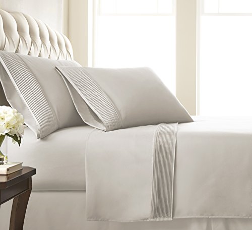 Product Cover Southshore Fine Linens - Vilano Springs - 4 Piece - Extra Deep Pocket Pleated Sheet Set, King, Bone