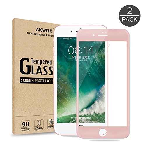 Product Cover (Pack of 2) Screen Protector for iPhone 7 Plus 8 Plus, Akwox Full Cover iPhone 7 Plus 8 Plus Tempered Glass Screen Protector with ABS Curved Edge Frame, Anti-Fingerprint (Black)