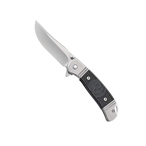 Product Cover CRKT Ruger Hollow-Point Compact Folding Pocket Knife: Retro-Styled Everyday Carry, Satin Blade, IKBS Ball Bearing Pivot, Frame Lock, Steel Handle with Textured Inserts, Reversible Pocket Clip R2303