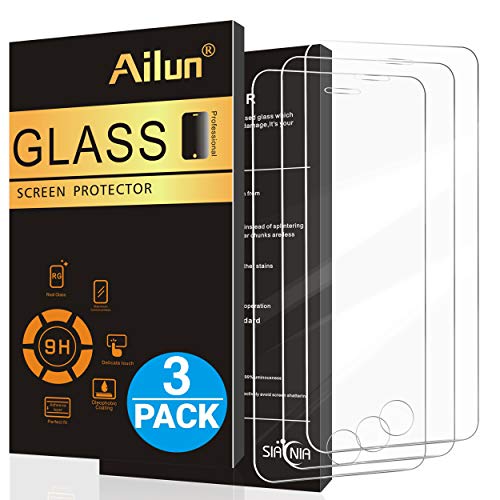 Product Cover Ailun Screen Protector Compatible with iPhone 5S iPhone SE iPhone 5 iPhone 5c 3Pack 2.5D Edge Tempered Glass Compatible with iPhone 5 5S 5C SE Anti-Scratch Case Friendly Siania Retail Package