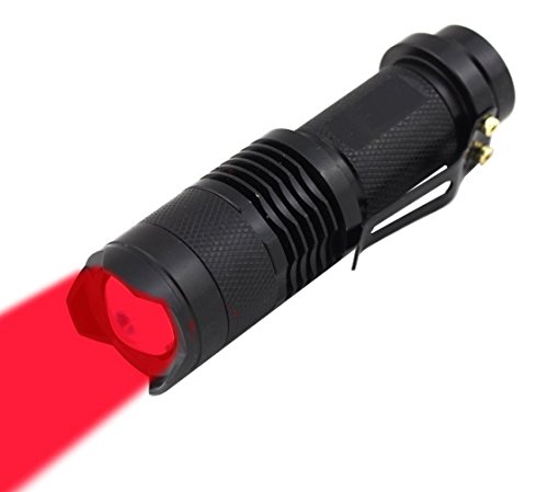 Product Cover High Power One Mode Red LED Flashlight, Powerful Single Mode Red Flashlight, Red Light Flashlight Red LED Red Light Torch for Astronomy, Aviation, Night Observation-Black