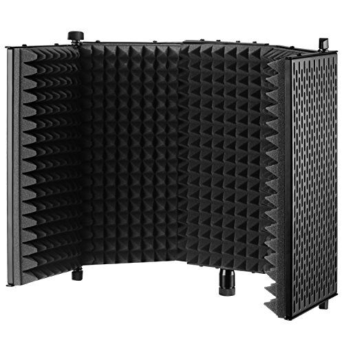 Product Cover Neewer NW-1 Foldable Adjustable Studio Recording Microphone Isolator Panel, Aluminum Acoustic Isolation Microphone Shield with High-Density Foam, Non-slip Feet for Stand Mount, Desktop Desk Use(Black)