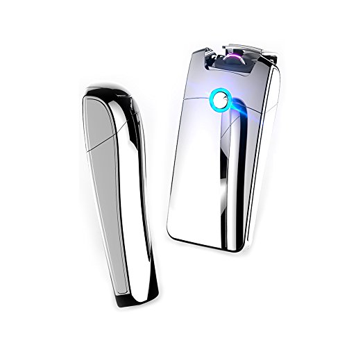 Product Cover HaloVa Arc Lighter USB Rechargeable Lighter Electronic Coil Windproof Flameless, Safe, Silver