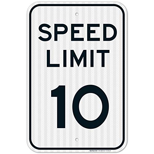 Product Cover Speed Limit 10 MPH Sign, Large 12x18 3M Reflective (EGP) Rust Free .63 Aluminum, Weather/Fade Resistant, Easy Mounting, Indoor/Outdoor Use, Made in USA by SIGO SIGNS