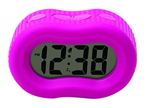 Product Cover Timelink Smartlight Pink Digital Rubber Outer Shell Alarm Clock for Bedrooms Travel, for Kids Girls, Simple Operation, Automatic Green Smart Night Light Dimmer, Large 1