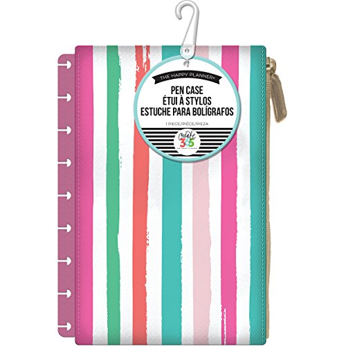 Product Cover Me & My Big Ideas Snap-in Pen Case - The Happy Planner Scrapbooking Supplies - Multi-Color Stripe - Fabric Zippered Pouch - Holds Pens, Pencils & Small Accessories - Snaps Into Your Happy Planner