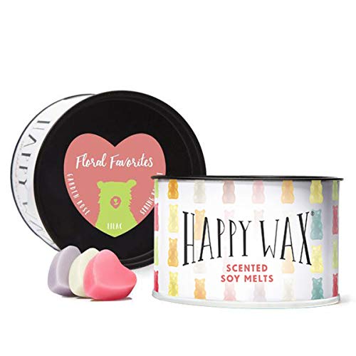 Product Cover Happy Wax New Floral Favorites Mix Scented Soy Wax Melts - 3.6 Oz. Tin of Scented Wax Tarts - Over 100 Hours of Fantastic Floral Fragrances! [Garden Rose, Lilac, Spring Bouquet]