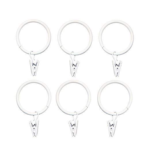Product Cover LIMNUO 1.5 inch White Metal Curtain Rings with Clips Set of 14