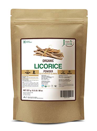 Product Cover Just Jaivik 100% Organic Licorice Root Powder - Mulethi Powder 227 g / 0.5 LB Pack (Glycyrrhiza Glabra) / Yastimadu Powder- an USDA Organic Certified Herb