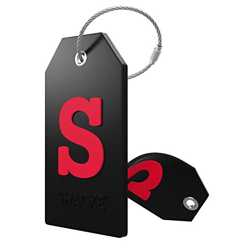 Product Cover Initial Luggage Tag with Full Privacy Cover and Stainless Steel Loop (Black) (S)