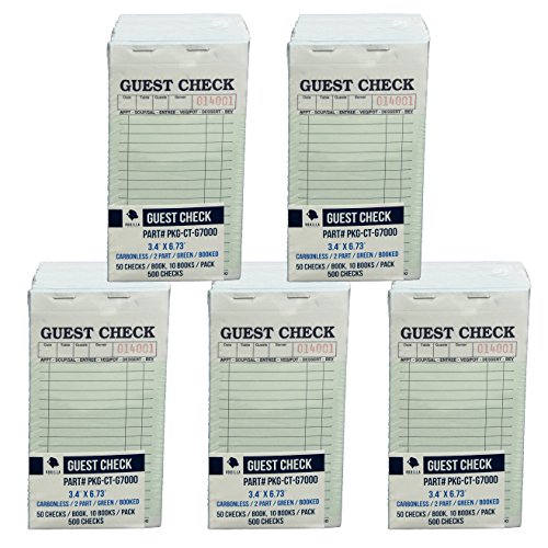 Product Cover Guest Check CT-G7000 2 Part Carbonless, Perforated, Green, 3.4
