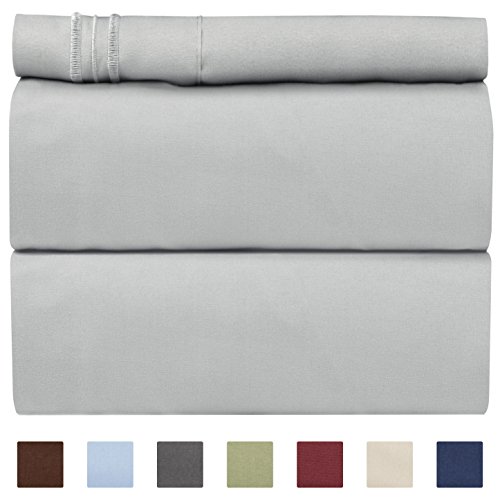 Product Cover Twin Size Sheet Set - 3 Piece Set - Hotel Luxury Bed Sheets - Extra Soft - Deep Pockets - Easy Fit - Breathable & Cooling - Wrinkle Free - Comfy - Light Grey Bed Sheets - Twins Sheets - 3 PC